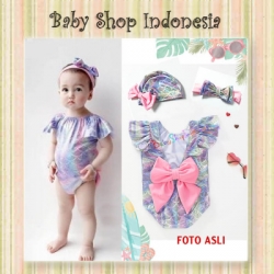 W098 Baju Renang Bayi Perempuan Import Rainbow Mermaid Swimsuit Anak Perempuan Mermaid  large